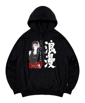 Romantic Print Hoodie Black