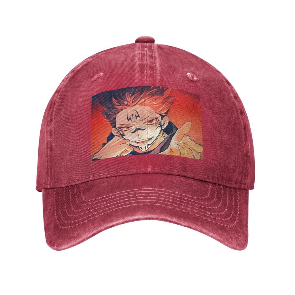 Sukuna RyoUnisex - Jujutsu Kaisen Washed Denim Cap Casual Baseball Caps Adjustable Hat Summer Unisex Baseball Hats