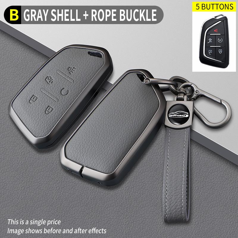 5 Bottons Zinc Alloy Auto Key Fob Cover Case Housing Fit For Cadillac Ct4 Ct4-V Ct5 C8 Corvette Lyriq - Key Ring Auto Accessories