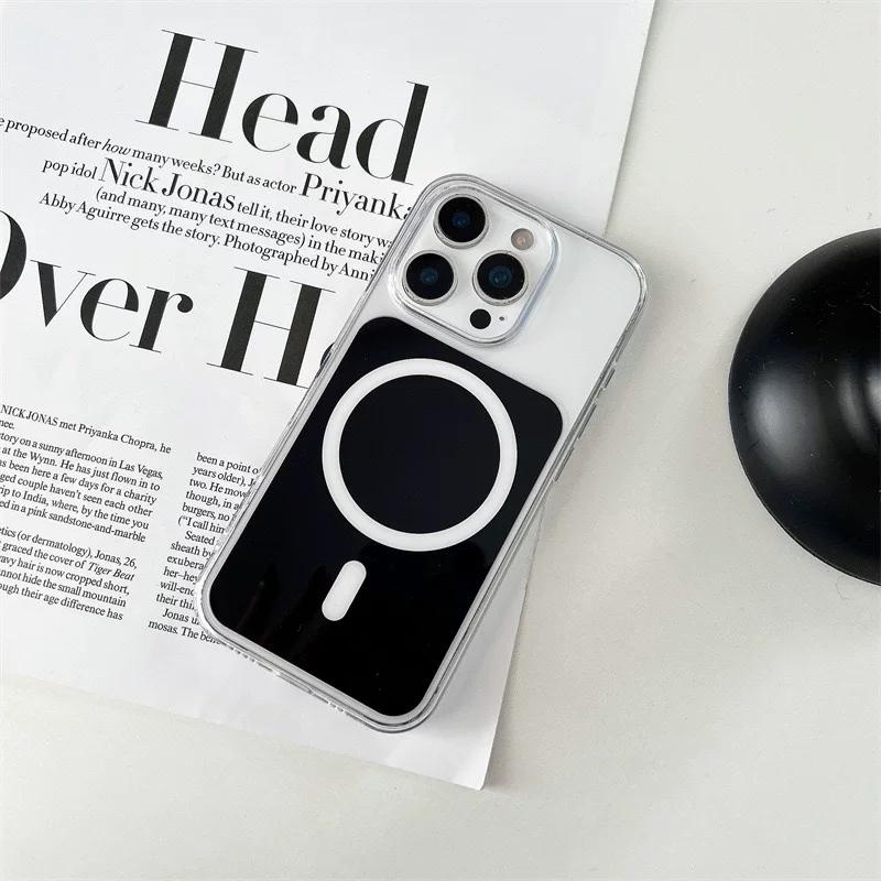 Fashion Clear Magnetic Phone Case For 17 16 15 14 13 Pro/Pro Max Compatible with MagSafe Charging HD Transparent Cover