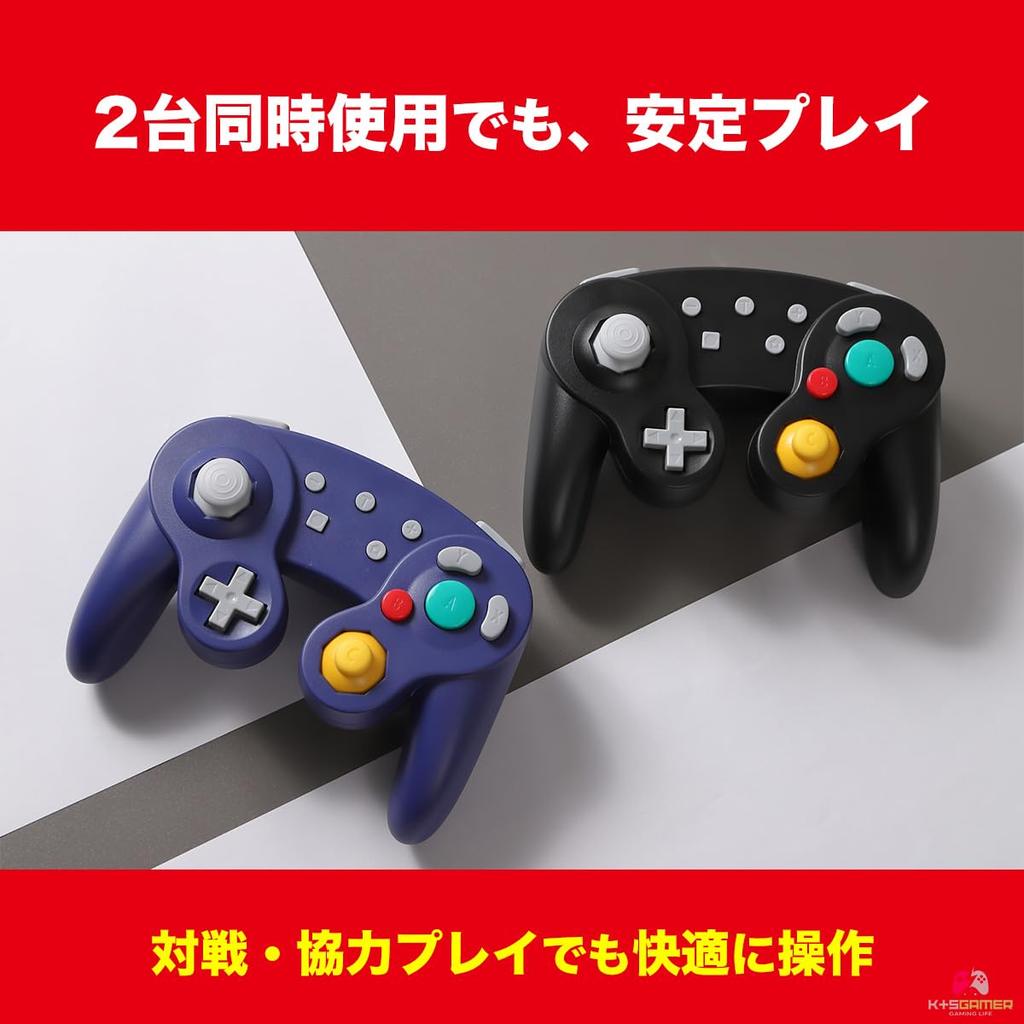of GAMER Wireless Controller for Nintendo Retro USB Rechargeable [Set 2] K&S Switch, Design, (Navy)