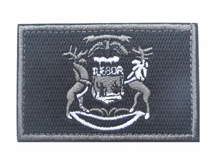 US State Flags Embroidered Patches: Michigan, Missouri, Nevada, Massachusetts with Velcro