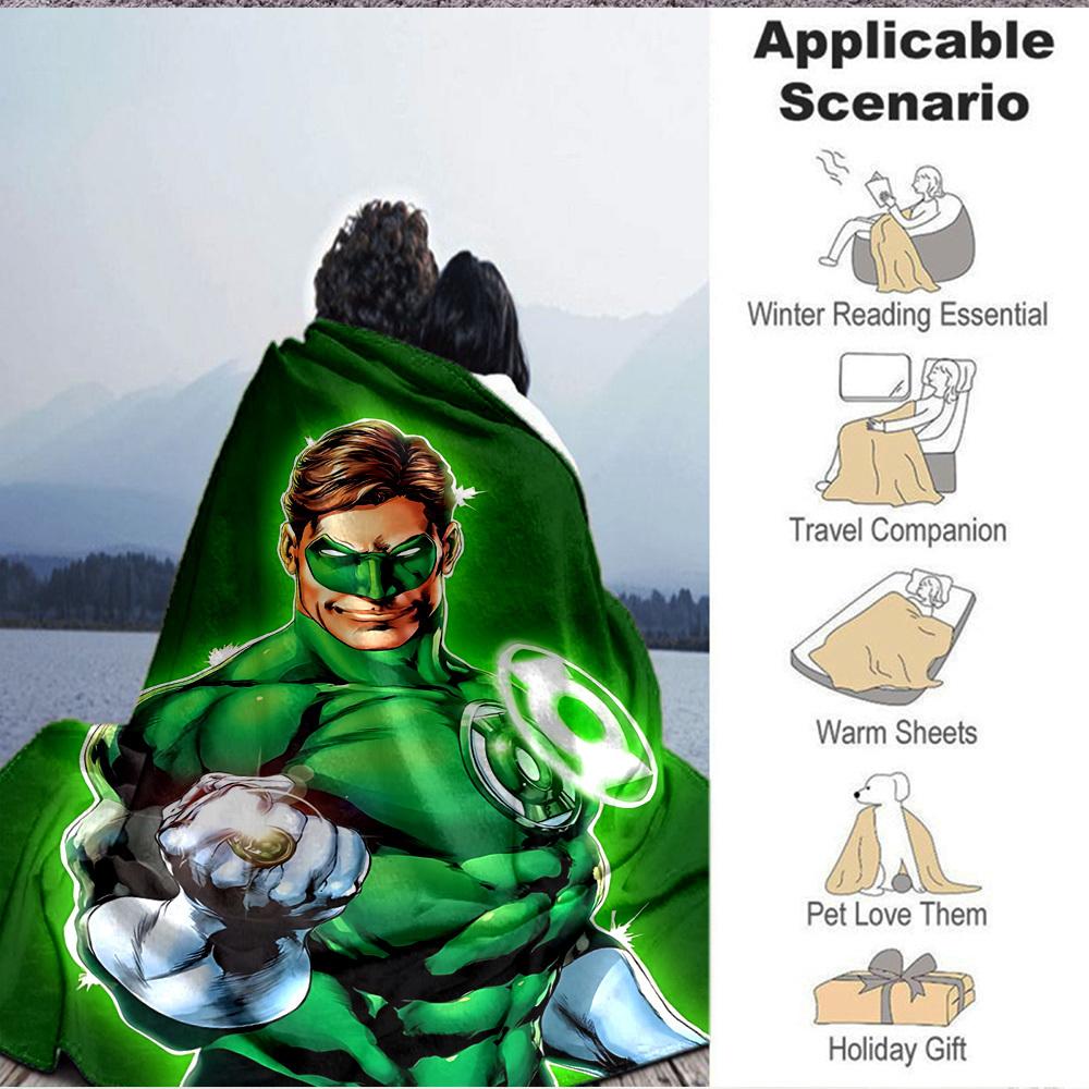 1pc Green Lantern Ring Flannel Throw Blanket Soft, Warm & Cozy for Couch, Bed, Office, and Travel Versatile All Season Gift, Christmas present