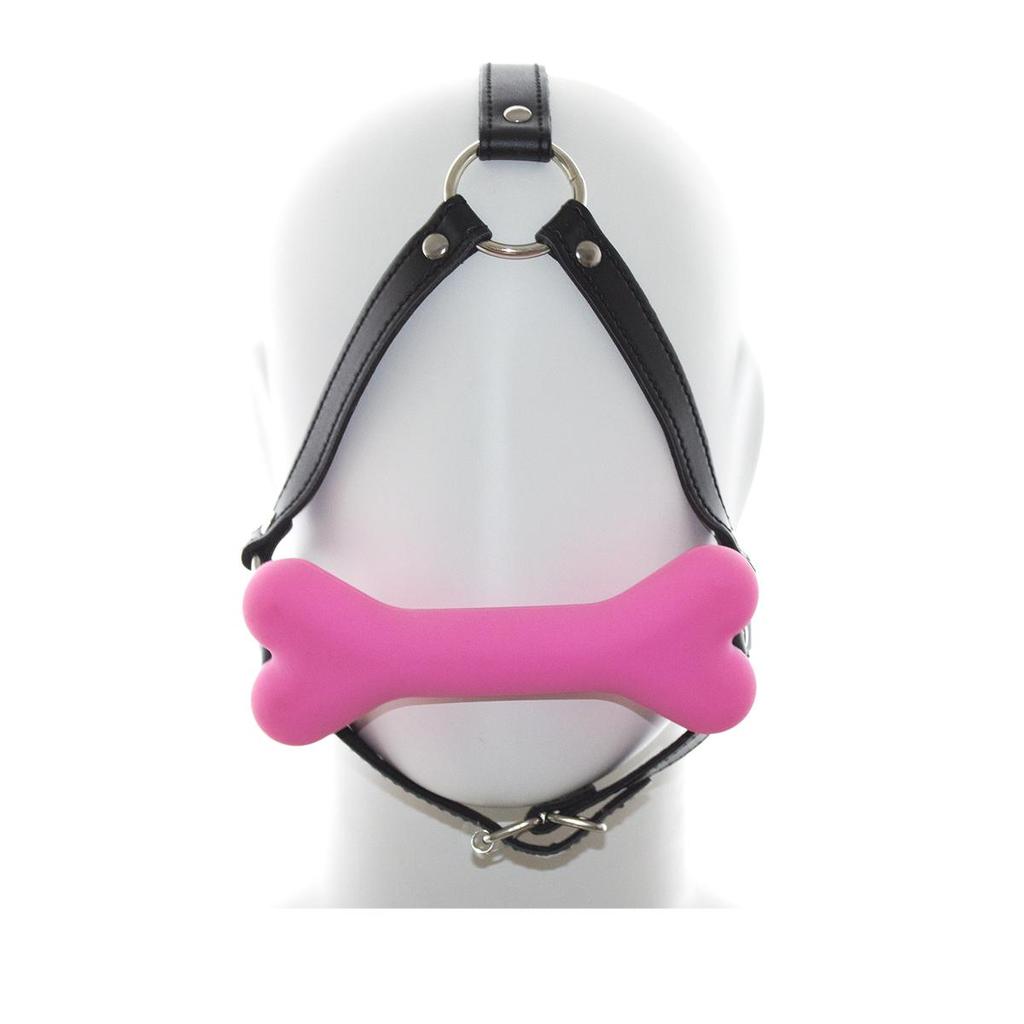 VaHppy Gag Máscaras Sexo Oral Jogos de Casal Role Play Cosplays Rainha Condicionamento Escravo de Cão PU Silicone Ossos de Cão Bolas de Sucção Argola O Bondage