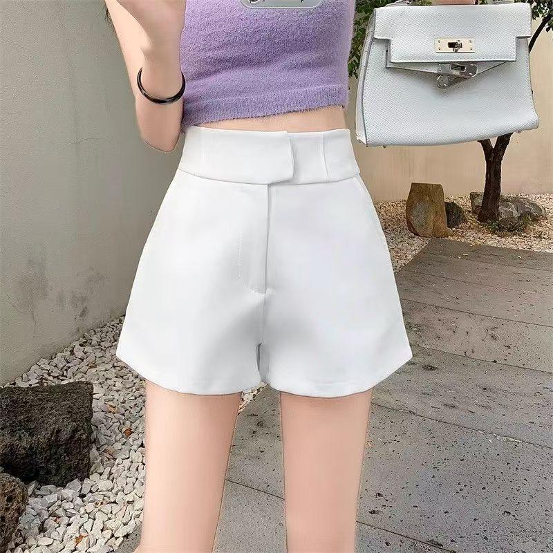 

2025 Spicy Girl High Waist A-line Casual Shorts: Versatile Baggy Wide Leg Pants for Women 4XL белый
