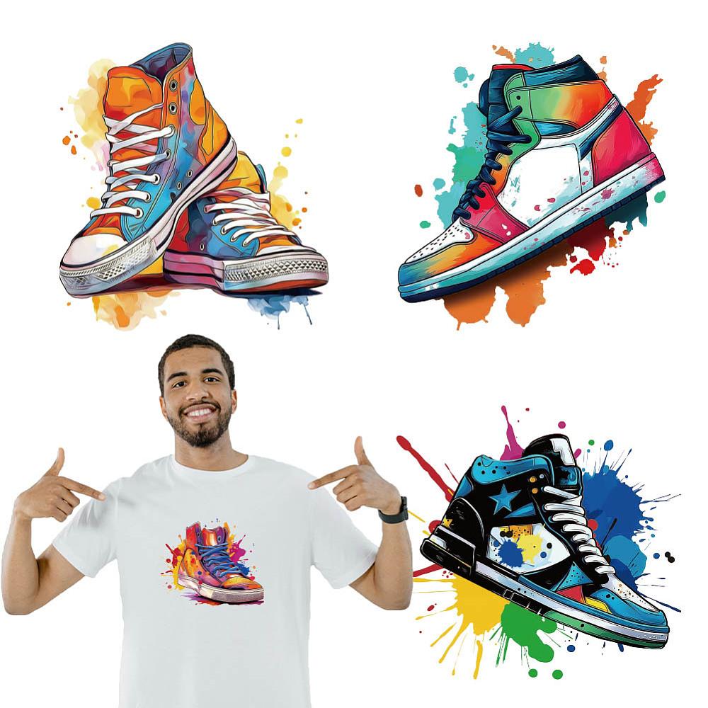 4Pcs 4 Styles Plastic Heat Transfer Film Logo Stickers Set for DIY T-Shirt Shoes 194~230x213~230mm 1pc/style
