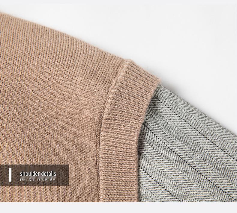 Pulover Bărbați Două în Unu cu Guler de Cămașă, Top Casual Tricotat Primăvară/Toamnă 2025