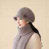 Ladies Hat Rabbit Fur Plush Warm Wool Hat Winter Middle-Aged And Elderly Mother Old Lady Scarf