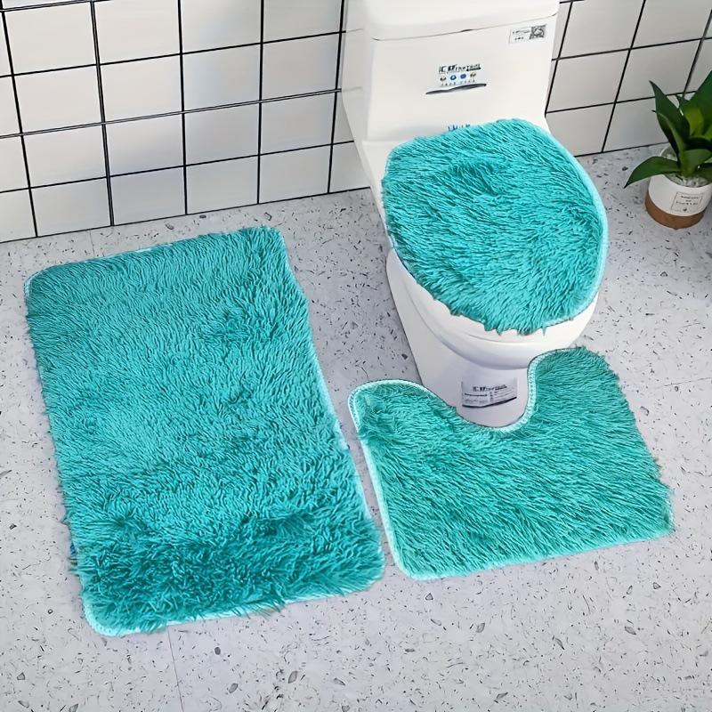 Nordic Style Absorbent Non-slip Bathroom Mat Set - 3 Piece Silk Wool Rug