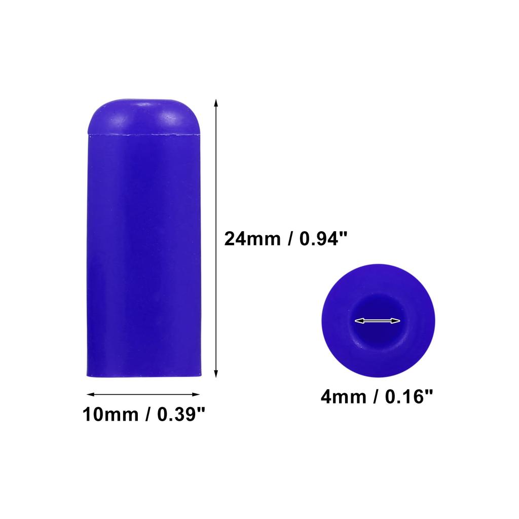 X AUTOHAUX 5pcs 4mm 0.16" Silicone Hose Cap Intake Vacuum Hose Tube End Plug Car Blue
