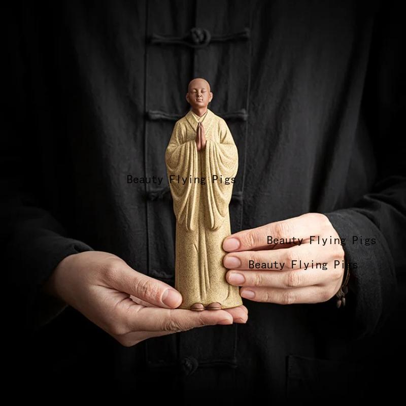 Chinesische Lila Ton Skulptur, Moderne Kunst Skulptur, Lila Ton Mönch, Familien Wohnzimmer, Dachboden Figur, Dekorationsskulptur