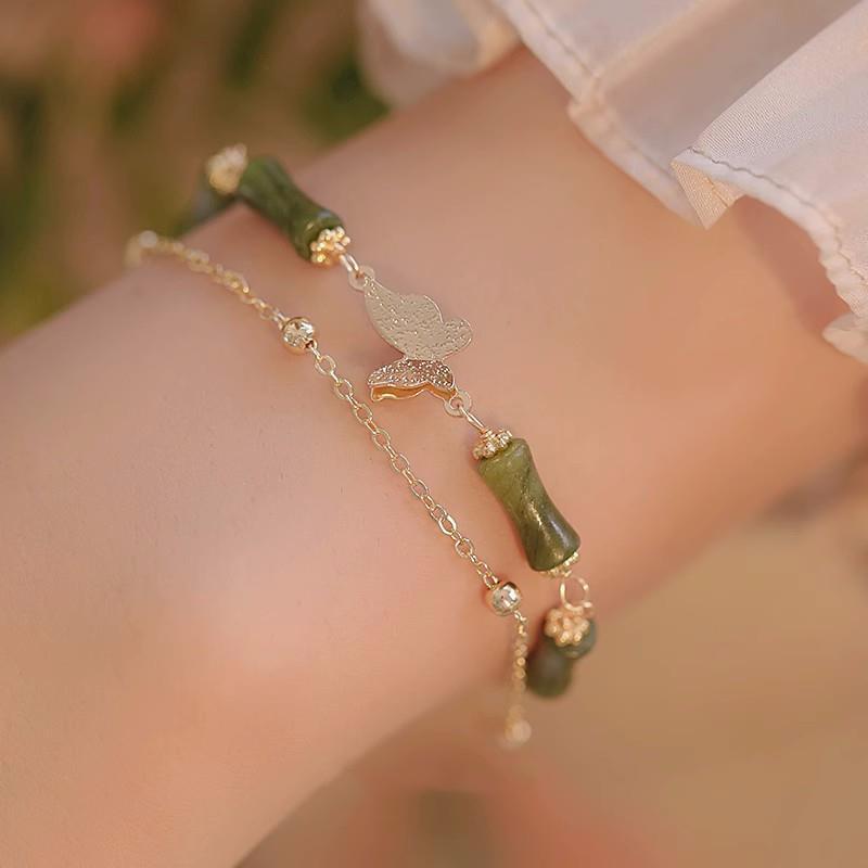 

Natural peridot bamboo bracelet for women, butterfly bracelet, new Chinese-style niche design bracelet, high-end friendship jewelry Bracelet