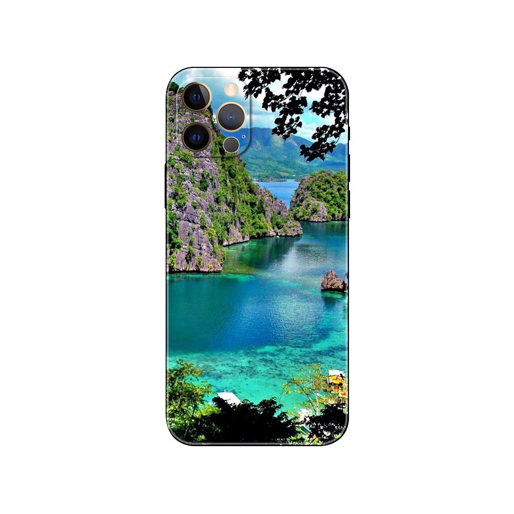 Mountains Lakes Scenery Phone Case for Iphone 5 5s 2020se 6 6s 7 8 Plus X 10 XR XS 11 12 13 Mini Pro MAX Black Tpu Back Cover