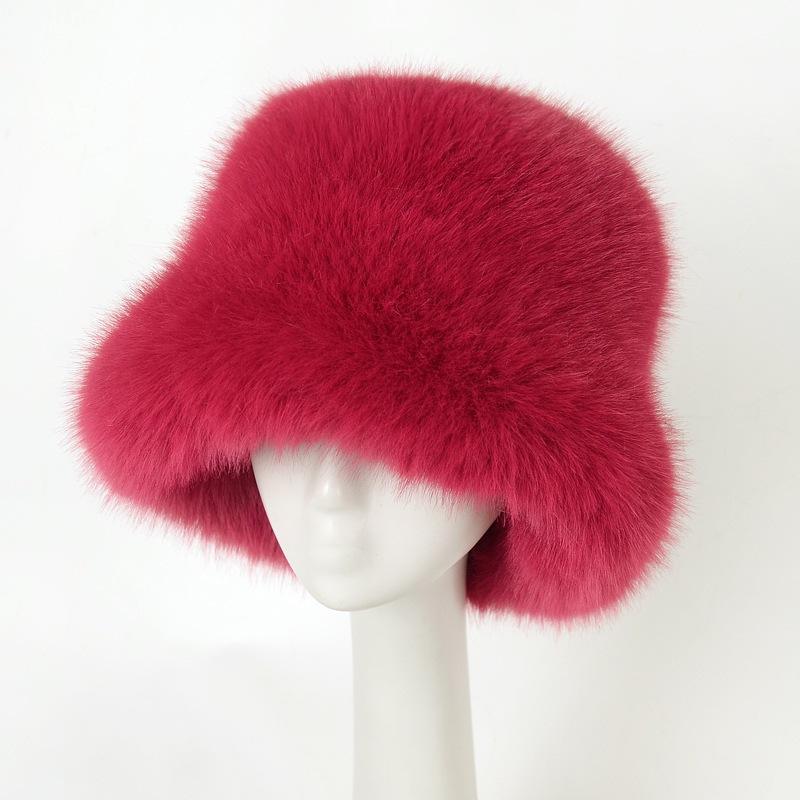 Stylish Faux Fox Fur Hat - Premium Women's Autumn/winter Fluffy Bucket Hat - High-end Plush Hat