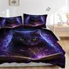 3pcs Purple Butterfly Fantasy Cat Comforter Set with One Quilt Cover and Two Pillowcases (No Core) - Home Decor, Festival Gift, Polyester Fabric, Anim