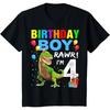 Kids 4 Year Old Shirt 4th Birthday Boy T Rex Dinosaur Shirt T-Shirt