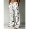 Men's 3D Simple Pattern Printed Baggy Casual Trousers,  Elastic Drawstring Waist with Pockets, for Spring Summer Home Outdoor Vacation