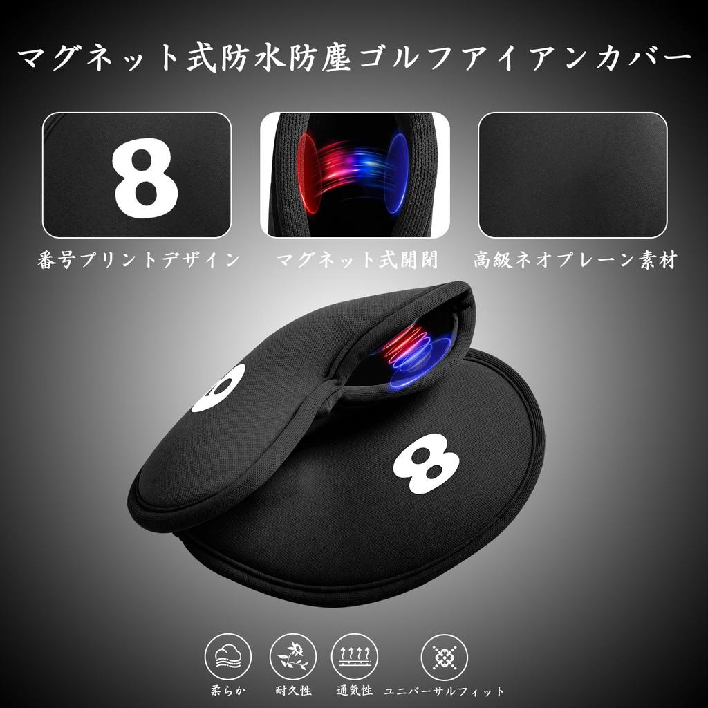 Set mit 11 Golf-Eisenhauben mit magnetischem, leichtem Neopren, Schutzhauben für Wedges und Eisen mit Nummernverschluss, Headcovers, (LT-018)