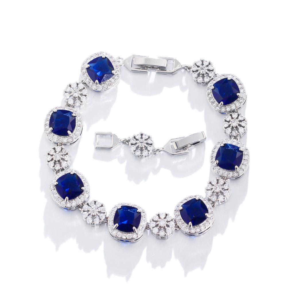 Seiko Light Luxury Color Treasure Bracelet Square Candy Micro-Inlaid Zircon Luxury Bracelet Zircon Jewelry