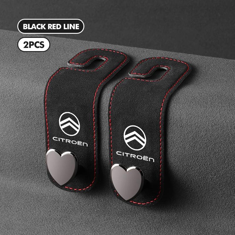 AIZIGI1 Car Seat Headrest Hook Hidden Hook Suede Metal Hanging Hanger For Citroen C4 C3 C5 C1 C2 C6 VTS C4L DS3 DS4 DS5 Grand Berlingo