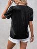 New Cross Women's Sexy Solid Color Sequins V-Neck Loose Short Sleeve T-Shirt