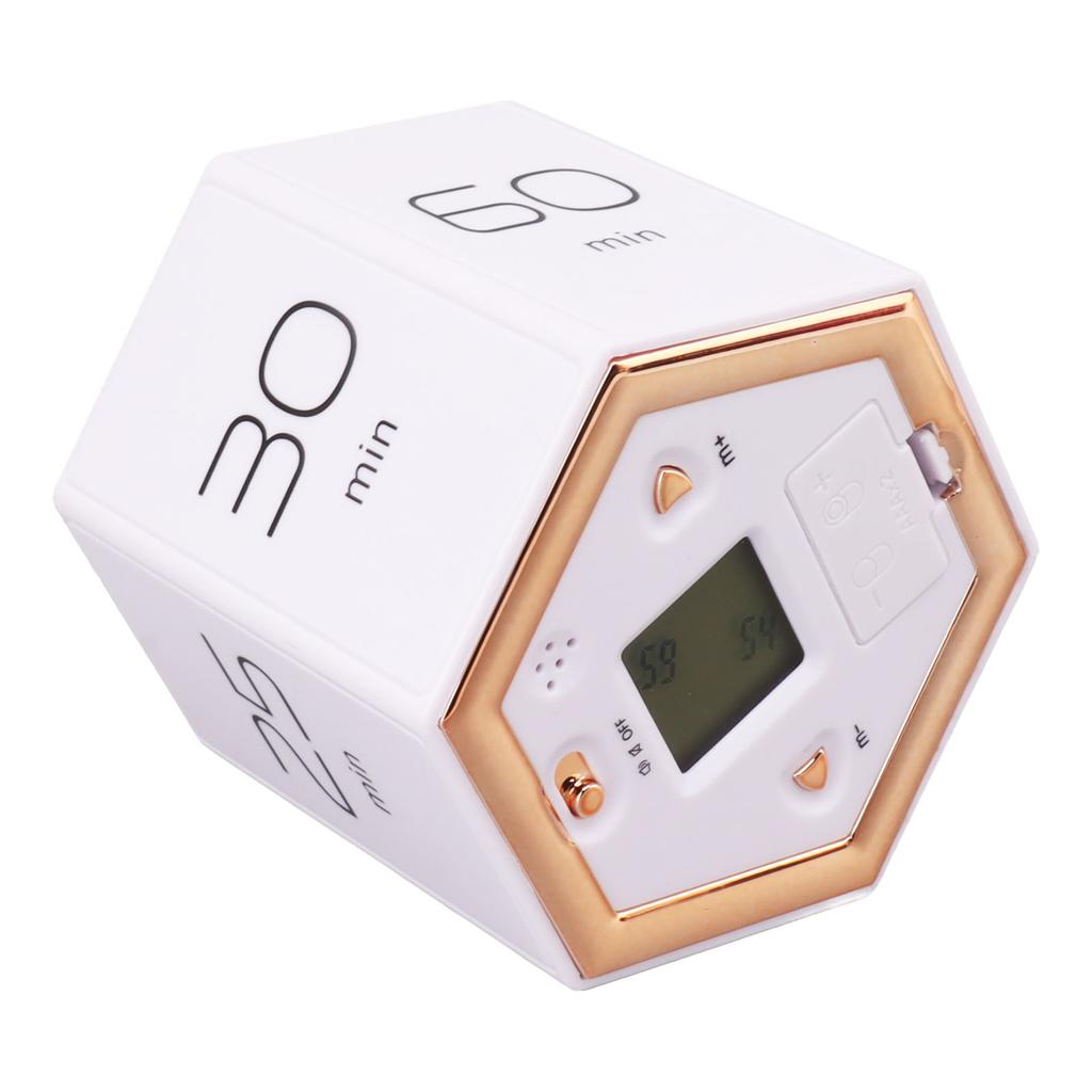 Hex Flip Timer with Mute Alarm Function Magnetic Time Management Cube Timer with LCD Screen for Cooking Studying Working