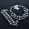 Blue Sapphire Necklace & Bracelet Jewelry Set, Coffin Blue Sapphire Gemstone 925 Sterling Silver Handmade Jewelry Unique Collection, Birthday Gift
