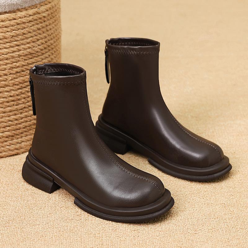 

Хуилия маленькие короткие ботинки женские 2025 новые осенние толстый каблук толстая подошва тонкие ботинки осенние одинарные ботинки женские 40