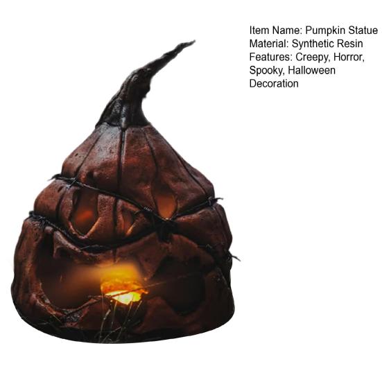 Krvavá dýně Figurka Hororová Halloweenská Dýně Socha Strašidelná Pryskyřičná Stolní Ozdoba pro Domácí Párty Dekor