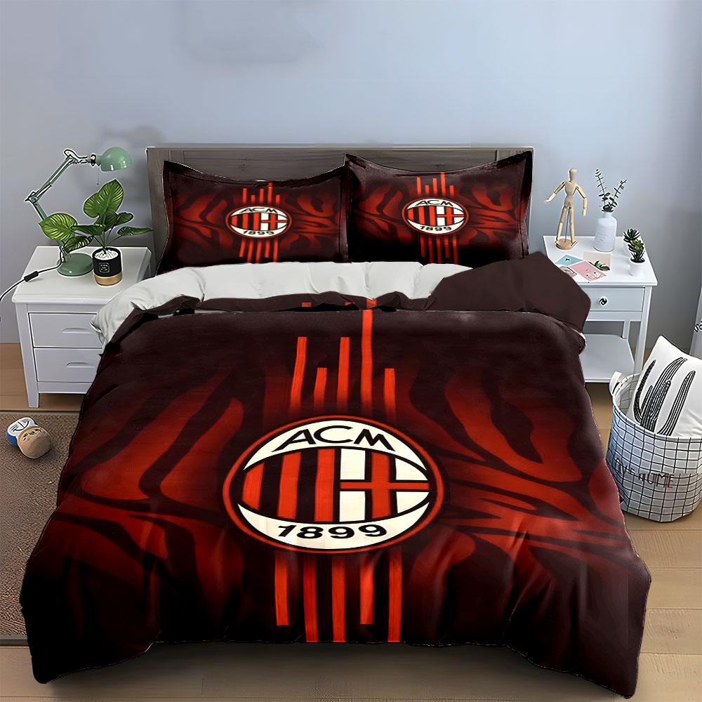 AC Milan logo, stripes. Bedding sets Duvet cover sets Duvet covers Pillowcases(1*Duvet Cover 2*Pillowcases without duvet insert)