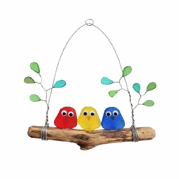 

Bird Ornament Wall Art Sea Glass Home Decors Gift Natural Sea Glass Symbolic Meaningful Art For Friend