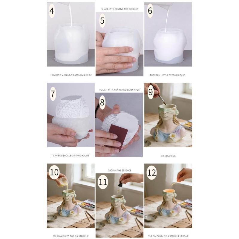 Elegant Blindfolded Goddess Planter Mold High Quality Silicone Candle Holder Mold For Jewelry Candle Home Decors
