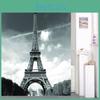 Eiffel Tower Polyester Shower Curtain With City Nightscape Bridge Design For Bathroom Decor