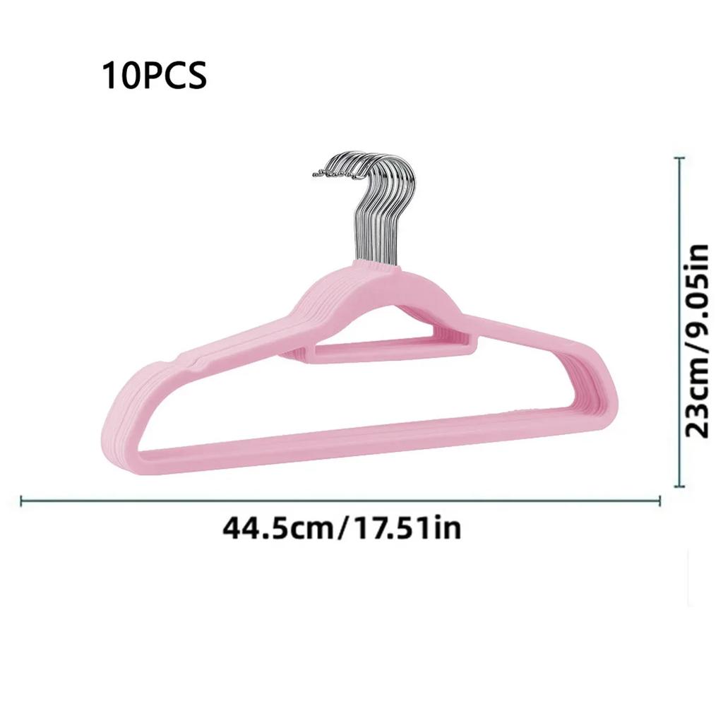 Wieszak na ubrania 44,5 cm, antypoślizgowy, z flokowaniem, bezszwowy, plastikowy wieszak domowy z hakiem obrotowym o 360 stopni