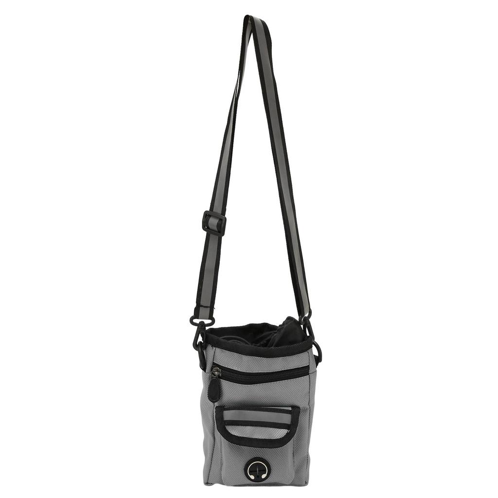 Dog Treat Pouch with Poop Bag Holder Large Capacity Hands Free Pet Training Snack Bag with Adjustable Waist Belt Grey