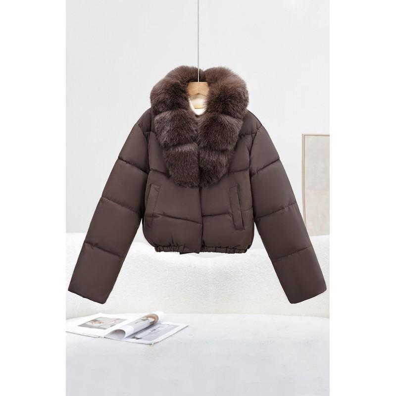Womens Short Puffer Coat With Faux Fur Collar Winter Thick Warm Slim Fit Cotton Jacket 2026