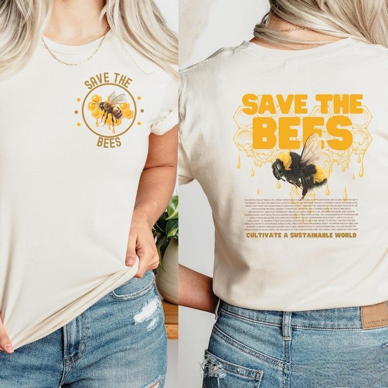 New Style Save The Bees Beekeeper Bumble Bee Earth Day Honey Bee Environmental Nature Lover Tee Crewneck Printed Tshirt Tops