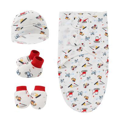 4 pezzi di cotone coperta per bambini cappello guanti calzini set neonato fasciatoio avvolgente sacco a pelo neonato sacco a pelo infantile coperte di mussola 0-6 M