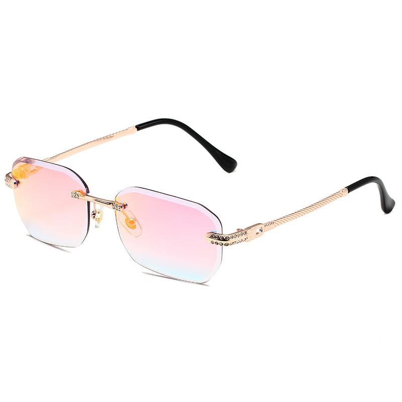 Women's fashion cut edge diamond rimless sunglasses Men's classic fashion brand driving glasses Trendy street wear accessories