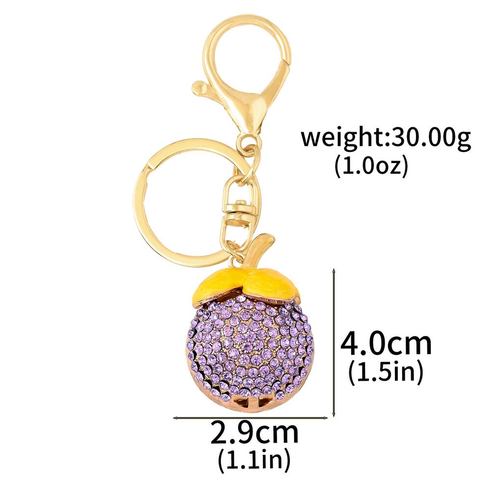 Exquisito Llavero de Fruta 3D Delicioso con Pedrería Pitahaya lichi Fresa Piña Colgantes para Llavero Joyería para Mochila de Mujer Regalo