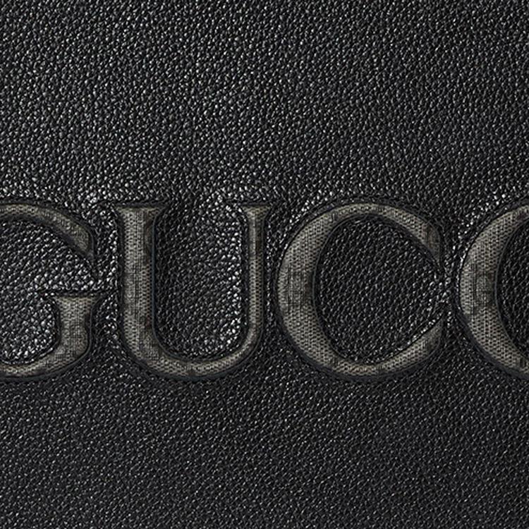 Gucci Floral Logo Mixed Classic Leather And Canvas Trim Clutch Men clutch Black 768374-AACXC-1050