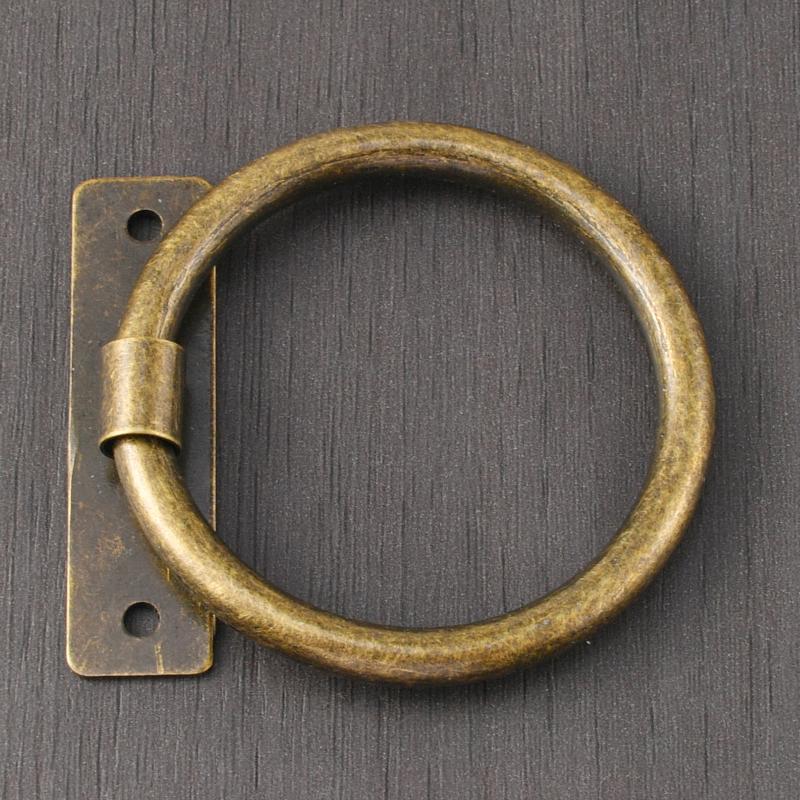 Iron Sheet Circle Iron Ring New Chinese Home Improvement Drawer Wardrobe Door Cabinet Surface Mount Double Hole Small Handle