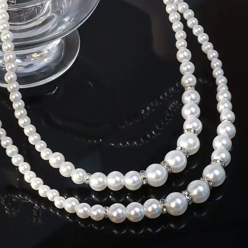 New Fashion Jewelry, Bridal Necklace Three-piece Set, European and American Popular Elegant Luxury Pearl Neck Chain Earrings Jewelry