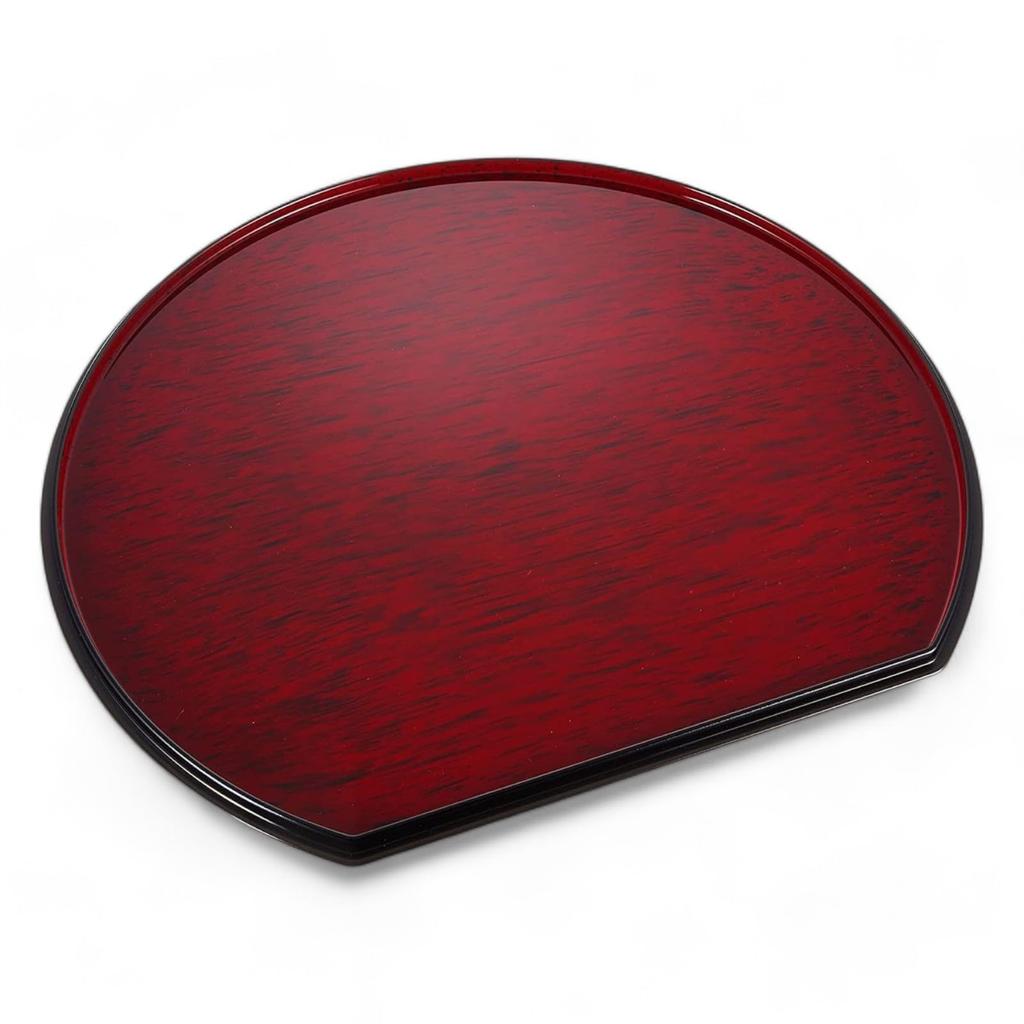 Tray by Goto Black with Cloth Lacquerware Made in Japan J-kitchens 1-shaku (32cm) Half-moon Double-Sided (Tray) Lacquerware, Bisha, Non-Slip, Backing,