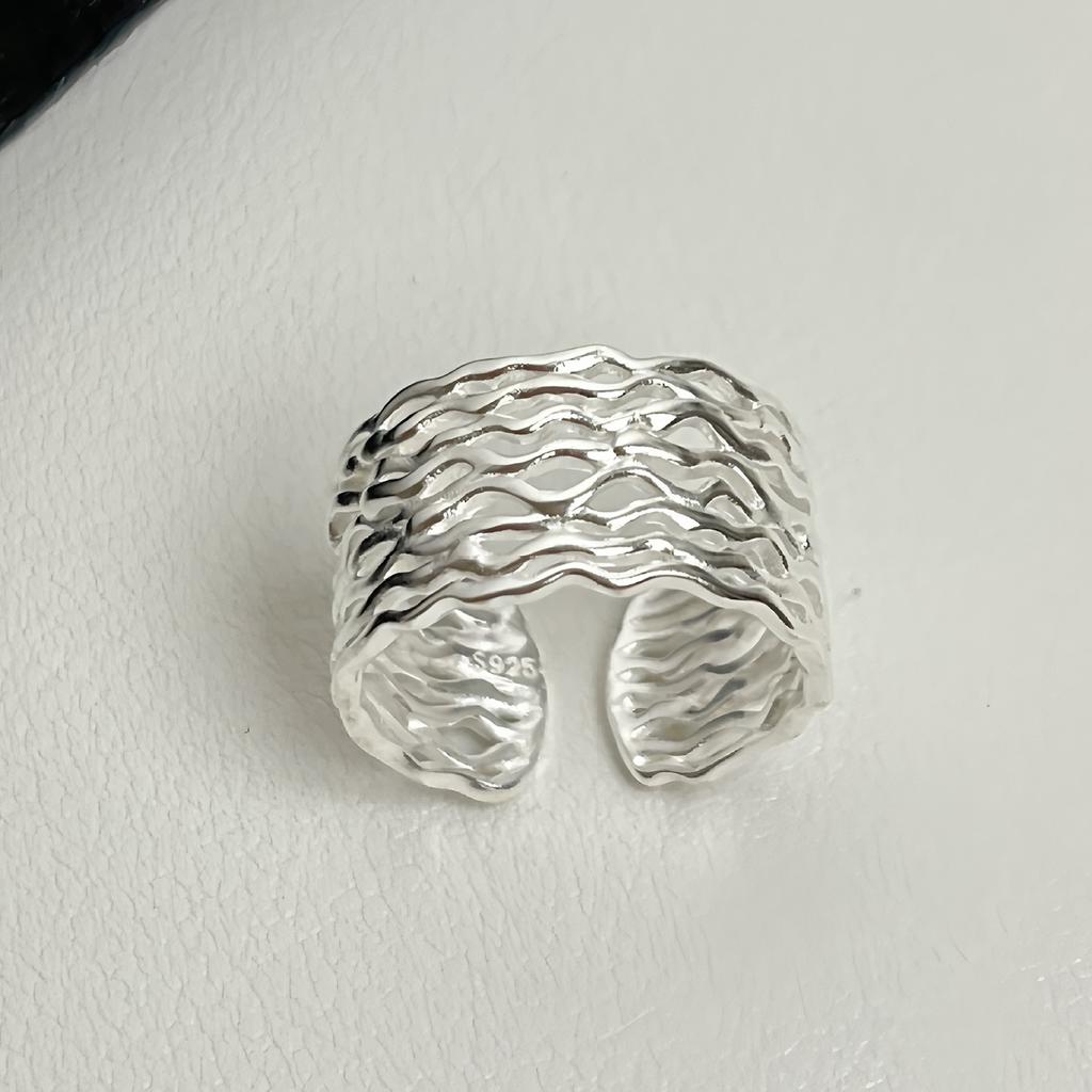 925 Sterling Silver Rings For Women Men Fine Jewelry Finger Adjustable Open Vintage Chain Ring For Party Birthday Gift