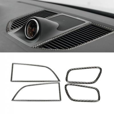 4x Soft Carbon Fiber Interior Air Vent Cover Trim for Porsche Macan 2014-