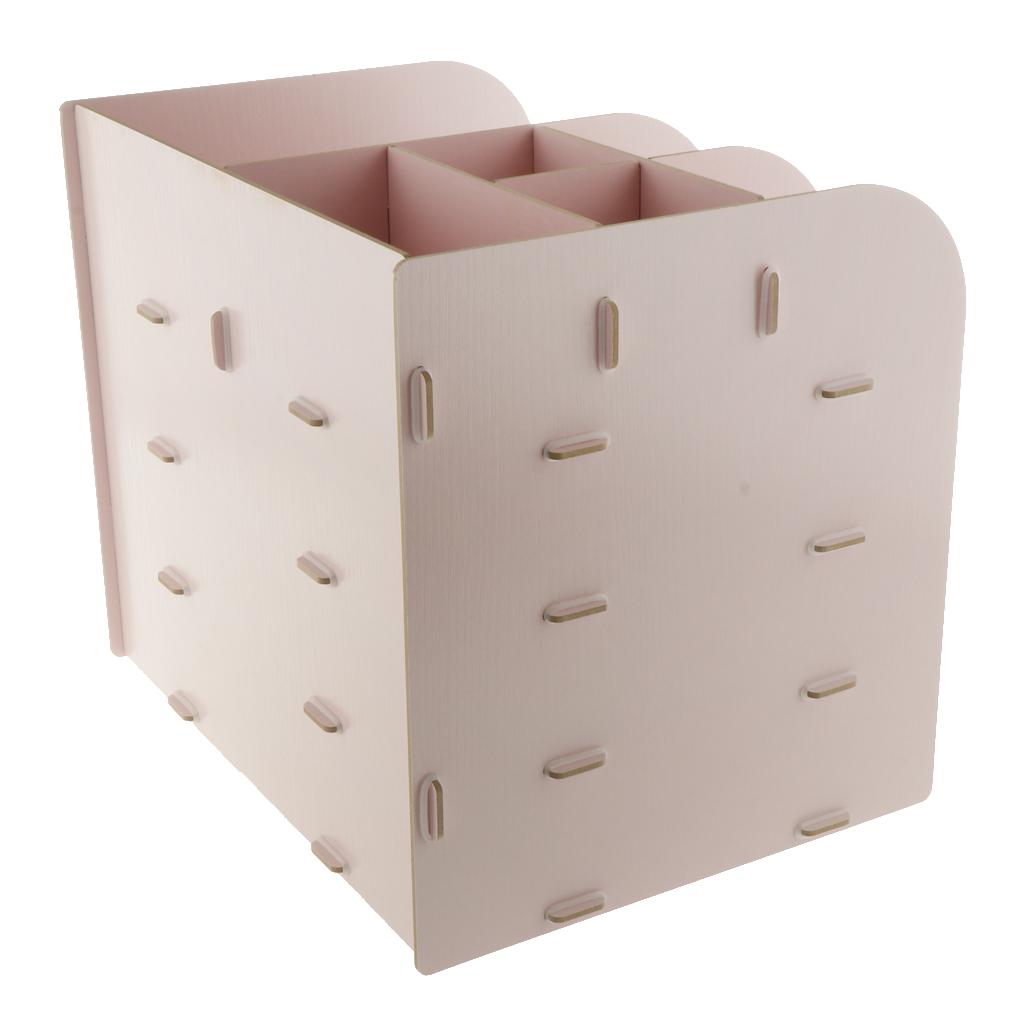 Desktop Organizer Office Storage Rack Wood Display Shelf Pink