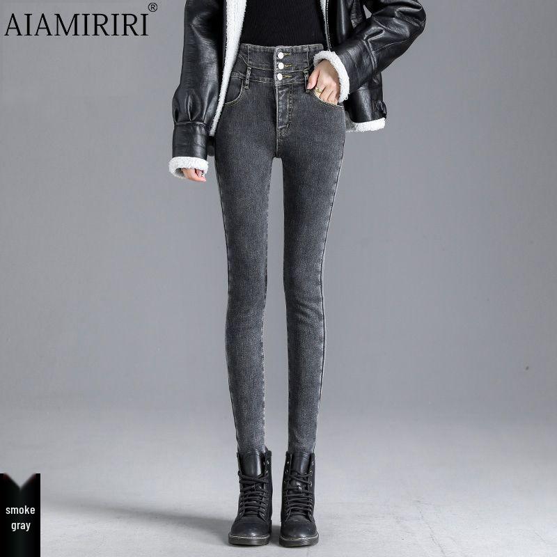 

2025 Black Velvet High-Waist Skinny Cropped Jeans for Women - Winter Slim Fit Bodycon Bootcut Style Size 28