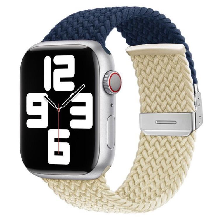 Bracelet de montre tressé en nylon avec boucle et détails de couture, Bracelet de rechange réglable pour Apple Watch 38‑49 mm