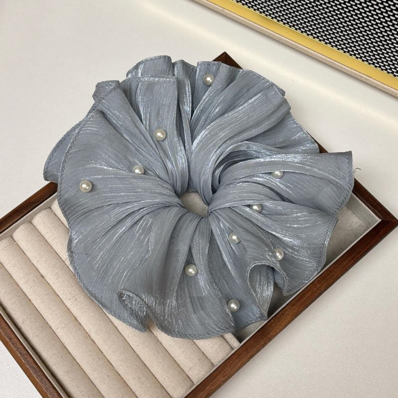 Luxurious Pearl Scrunchie Featuring Pleated Texture for Stylish Hair Accessories Headband Ponytail Holder Free Shipping Items